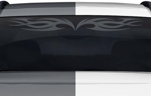 Sticky Creations - Design #118 Tribal Flame Windshield Decal Sticker Vinyl Graphic Rear Back Window Banner Tailgate Car Truck Van Motorcycle Go Cart Trailer Wall | 36"x4.25" - Charcoal Metallic
