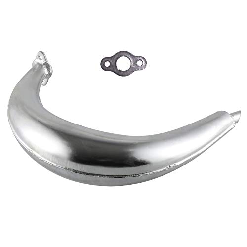 UAUS High Performance 40mm Chrome Bigger Half Moon Banana Silencer Muffler Exhaust Pipe For 49cc 60cc 66cc 80cc 2-Stroke Engine Motor Motorized Motorised Bicycle Bike Upgrade Silver