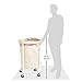 Amazon Basics Commercial Round Laundry Hamper Rolling Cart with Removable Basket Liner, Large, Beige