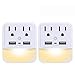USB Wall Charger, Outlet Adapter, POWRUI 2-Pack Surge Protector(1080 Joules) with Dual USB Charger Ports(2.4A Total), Dual Outlet Extender and Dusk-to-Dawn Sensor Night Light, White, ETL Certified primary