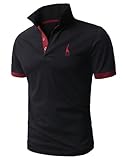 H2H Mens Classic Lightweight Giraffe Polo Shirts with Giraffe embroidery BLACK US S/Asia L (JDSK36)