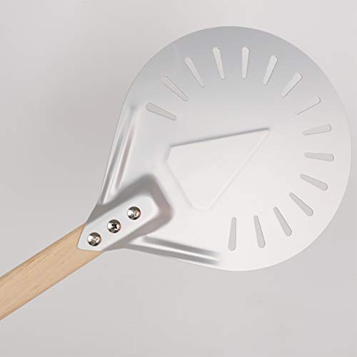 Uniquk 8 Inch Perforated Pizza Turning Peel Pizza Shovel Wooden Handle Pizza Peel Paddle Short Pizza Tool Non Slip… - Afbeelding 4