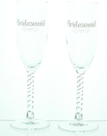 Set of 2 Champagne Flutes - Bridesmaid Design.