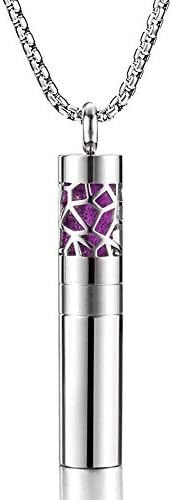 Diffuser Necklace with Dispenser and Container Stainless Steel Aromatherapy Essential Oil Diffuser Pendant Locket Necklace with 8 Pad Jewelry Gift for Women