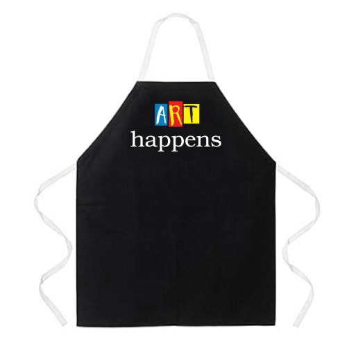 Attitude Aprons Fully Adjustable "Art Happens" Artist Apron, Black