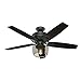 Hunter Fan Company, 54187, 52 inch Bennett Matte Black Ceiling Fan with LED Light Kit and Handheld Remote