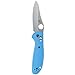 Benchmade - Mini Griptilian 555HG Knife, Sheepsfoot Blade, Plain Edge, Satin Finish, Blue Handle