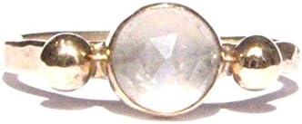 Moonstone &amp; 14k Solid Yellow Gold Ring - Rose Cut Ring - Stackable Ring - Moonstone Engagement Ring - Solitaire Ring - Wedding Ring.