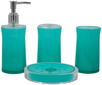 4-Piece Set: Bathroom Accessory Collection (Aqua-Round)