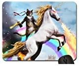 Cat with gun mounted on a unicorn 1958343 mouse pad computer mousepad