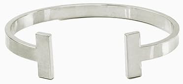 Thick T-Square Bar Open Cuff - Silver