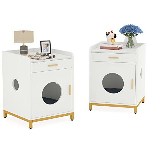 Tribesigns Cat Litter Box Enclosure with Storage Drawer, Hidden Litter