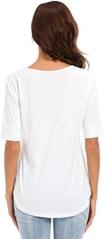 MOQUEEN Womens Crew Neck Loose Fitting Tunic Shirts Cotton Casual Tops