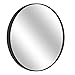 MORIGEM Round Mirror, 27.6” Wall Mirror, Wall-Mounted Mirror for Bedroom, Bathroom, Living Room & Entryway, 1.4” Metal Frame Vanity Mirror, Black
