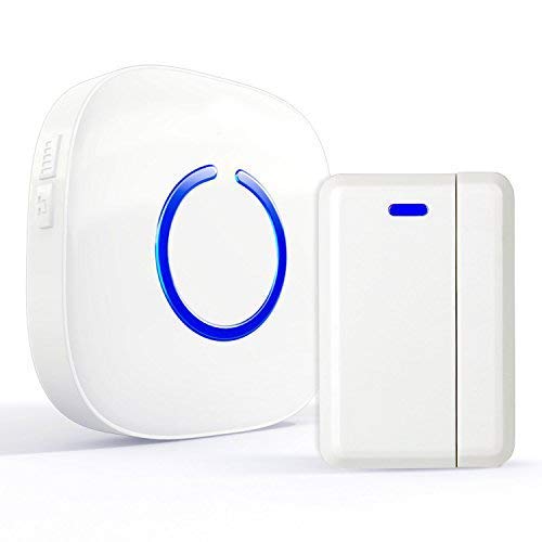 STARPOINT Expandable Doorbell Magnetic Door Open Chime System - Base Starter Kit, 52 Chime Tunes, 4 Loud Levels, LED - 1 x Magnetic Door Chime Sensor, 1 x Plugin Receiver, White