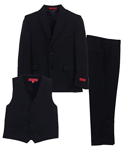 Gioberti Boy's Formal 3 Piece Suit Set, Black, Size 14