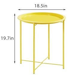 VECELO Metal Round End/Side Table with Removable