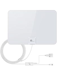 HDTV Antenna, 1byone Indoor Amplified TV Antenna 50 Mile Range with Creative Adjustable Amplifier Booster, USB Power Supply and Longer 20FT High Performance Coaxial Cable-Shiny White Antenna