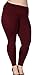 Simplicity Women Plus Size Stretchy Fit Full Length Fleece Leggings, Burgundy