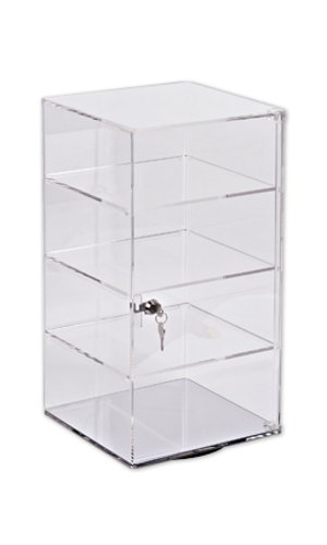 4 Shelf Rotating Tower Display in Acrylic 9¾ W x 9¾ D x 19 H Inches