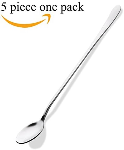 Long Handle Iced Tea Spoon, Coffee Spoon, Ice Cream Spoon, Set of 5,9 Inches.