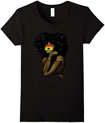 Womens Proud Ghanaian Woman Ghana Flag Distressed T-Shirt Small Black