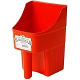 Little Giant 3-Quart Plastic Feed Scoop - Enclosed Design, Measure Marks, Heavy Duty, Stackable, Yellow