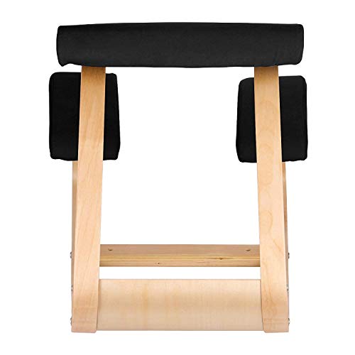 Happybuy Bentwood Ergonomic Kneeling Chair Office Home Black Comfortable Relieve Fatigue Kneeling Chair for Body Shaping Desk Computer Kneeling Chair Stool (Black)