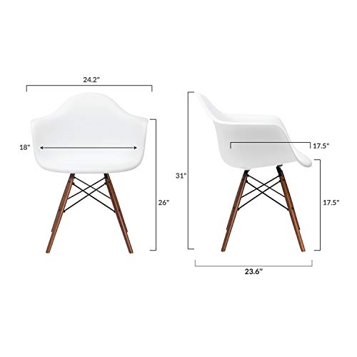 Poly and Bark Vortex Arm Chair Walnut Leg, White, Set of 2 - Thumbnail 5