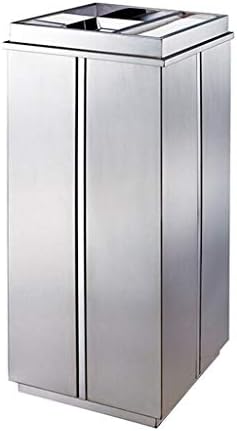 Trash Can Even with Ashtray Stainless Steel Marble Hotel Lobby Elevator Vertical Rubbish Bin,Top Opening Design, Stainless Garbage Enclosure