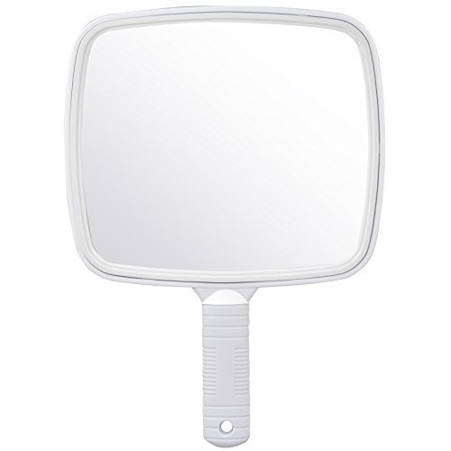Accessotech Professional Handheld Salon Barbers Hairdressers Paddle Mirror Tool with Handle (White)