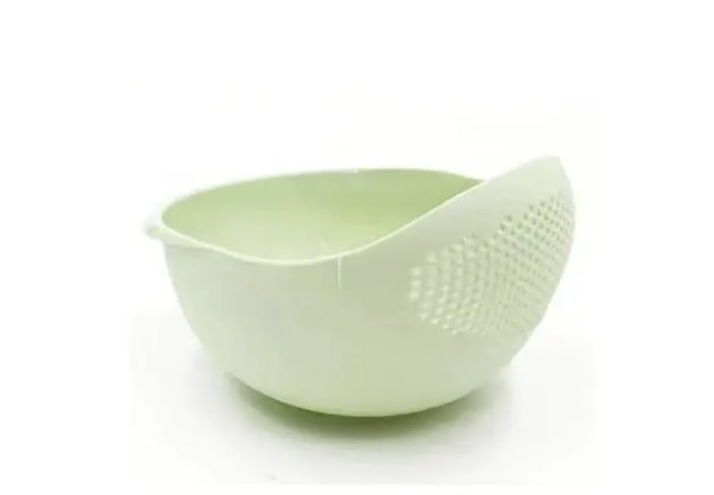 Aretro Rice Washer Strainer Bowl Plastic Colander, Rice Wash Bowl (Green)