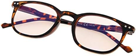 Reducblu Computer Reading Glasses for Women and Men - Vintage Style Blue Blockers (Magnification 0.00-4.00)