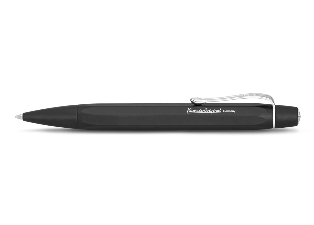 Kaweco ORIGINAL Ball Pen Black Chrome I Retractable Ballpoint Pen with Standard G2 Refills in a Nostalgic Tin Box I Aluminium Ball Pen 13cm