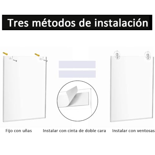 Protectores de Hojas Tamaño Carta 4Pcs, Porta Hojas de Acrílico A4 para Pared