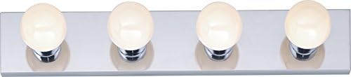 Four Light Vanity Strip, Polished Chrome, 24-Inch AND 8 FT. White Lamp Cord with Rotary Switch, Plug, Stripped Ends Ready for Wiring
