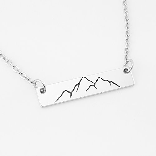 Mountain Range Bar Necklace - Hand Stamped Aluminum and Stainless Steel