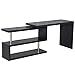 HOMCOM 360 Degree Rotating Corner Computer Desk, L Shaped Desk, Home Office Workstation with 3-Tier Storage Shelves, Black