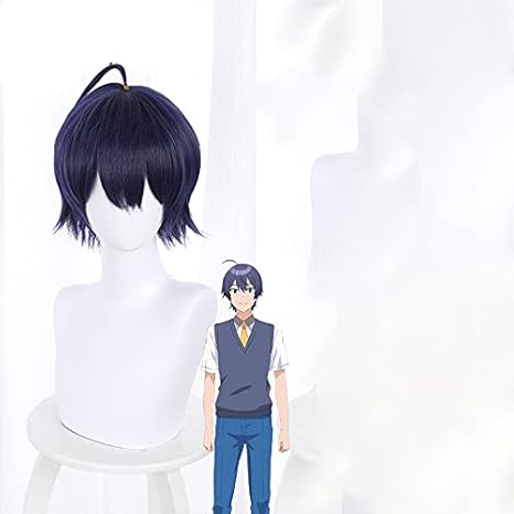 Amazon Co Jp 末春丸 ブルーショートヘアアニメウィッグファッションレトロパーソナリティはホットロールできます染色できません高温シルク素材ウィッグ ホーム キッチン