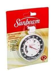 Sunbeam Refrigerator Freezer Thermometer -30 to 80 F Display Sit or Hang