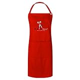 HairDay Care Professional Bib Apron - 100% Cotton Bib Apron for Women & Men - Machine Washable Hair Stylist Apron/Chef Apron with 3 Pockets, Adjustable Waist Tie - 28” x 32”, Universal Fit - Red