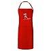 HairDay Care Professional Bib Apron - 100% Cotton Bib Apron for Women & Men - Machine Washable Hair Stylist Apron/Chef Apron with 3 Pockets, Adjustable Waist Tie - 28” x 32”, Universal Fit - Red