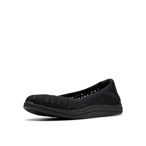 Clarks CloudSteppers Women's Breeze Roam Ballet Flat, Black/Black, 9 W US
