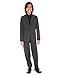 Calvin Klein Boys' Long Sleeve Sateen Dress Shirt, Button-Down Style with Buttoned Cuffs & Shirttail Hem, Black, 14