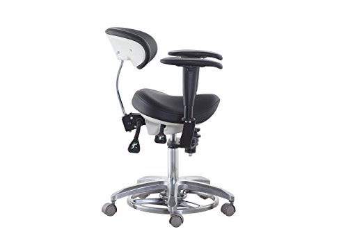BONEW Medical Dental Chair Microscope Saddle Stool Foot Controlled/Pedal Base PU Leather SDS-FC1