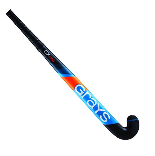GRAYS GX1000 Field Hockey Stick Bundle with Free Chamois Grip (Black/Blue, 37 Inches)