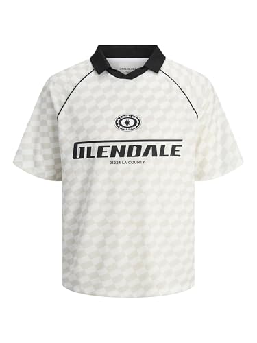 JACK & JONES Jcoretreat AOP Polo à col Ouvert en Maille, Cloud Dancer, L