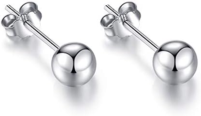 RED TREE S925 Sterling Silver Earrings for Women, Small & Discreet Round Ball Stud Earrings, 2mm,3mm, 4mm, 5mm, 6mm & Sets
