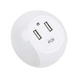 KMC-LED Light-Controlled Night Light with Light Sensor,wall outlet power splitter with 2 USB Wall Plate Charger 5V 2.1A,Bedroom Hallway Bathroom Living Room (Night Light with 2 USB)