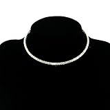 Fit&wit Bridal Wedding Jewelry Crystal Rhinestone Collar Choker Necklace Silver
